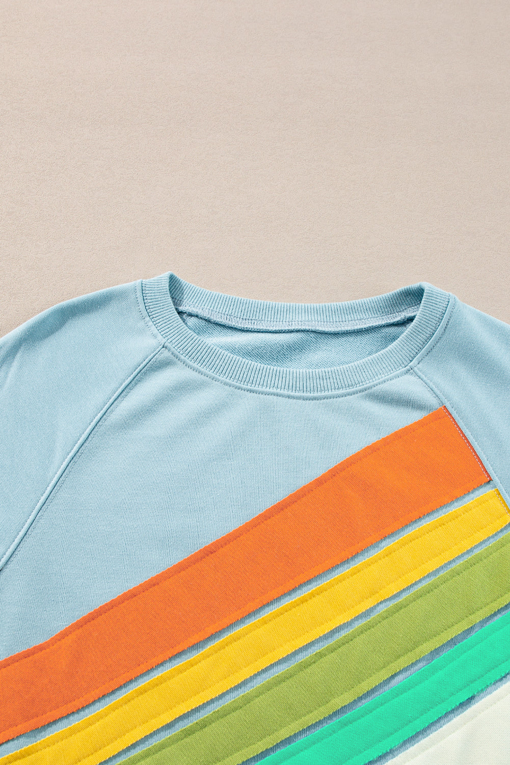 Rainbow Colourblock Striped Pullover Sweatshirt | Beau Blue