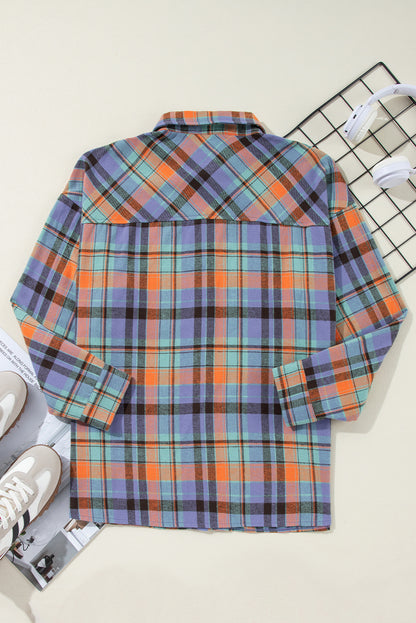 Plaid Print Loose Vintage Shirt | Orange