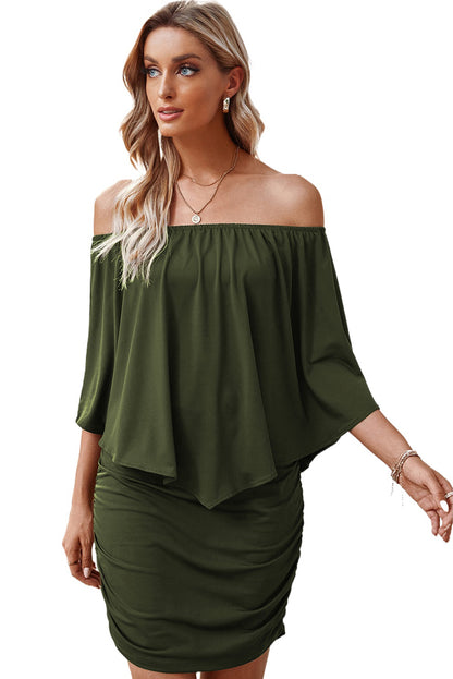 Dressing Layered Army Green Mini Poncho Dress | as shown