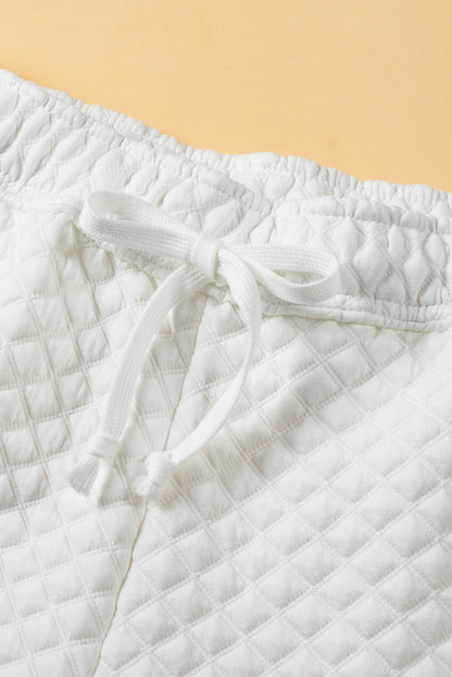 Quilted Hoodie And Sweatpants Two Piece Set | White