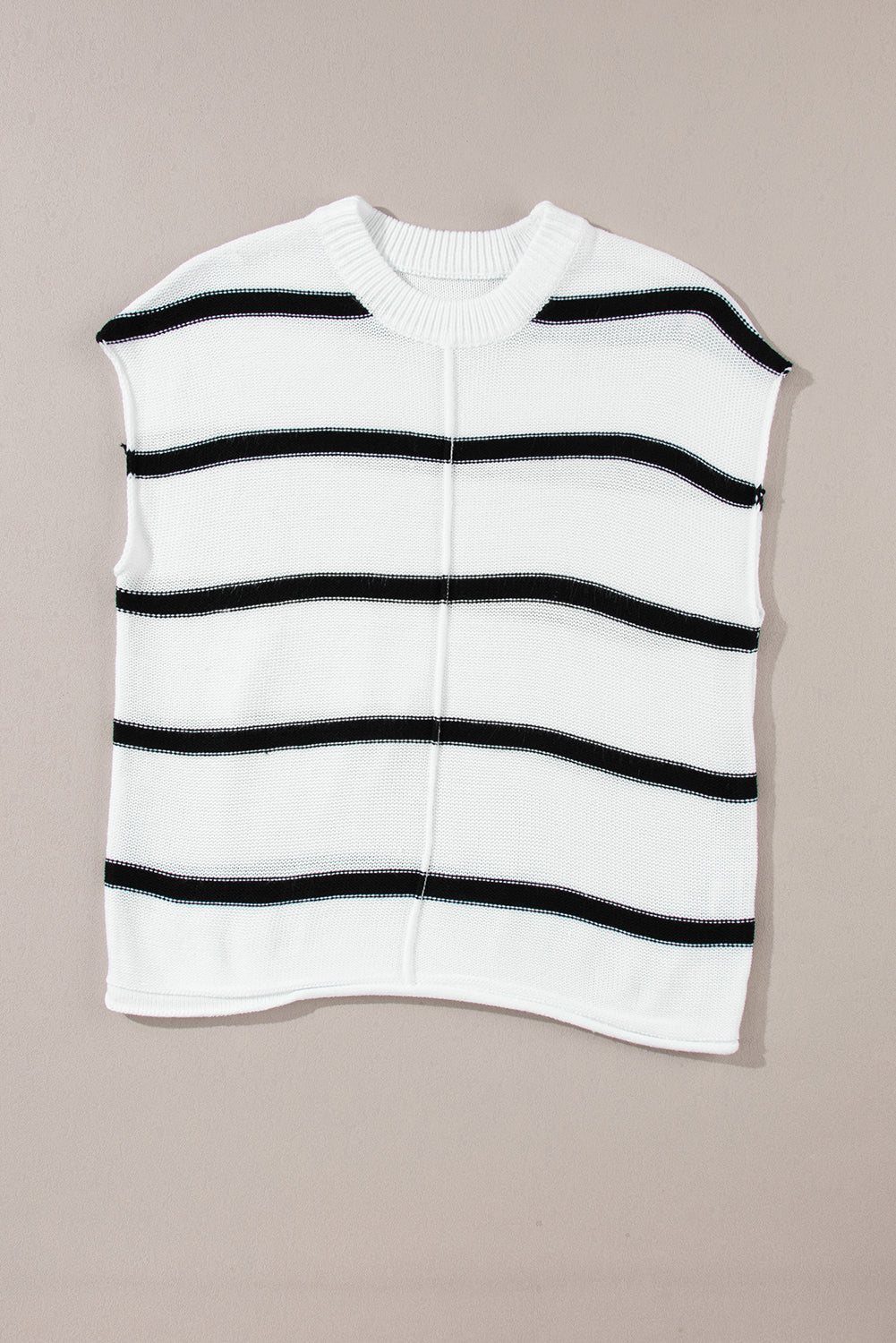 Striped Batwing Sleeve Sweater Tee | White