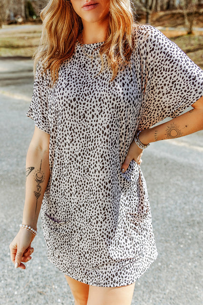 Print Side Pockets Tunic Top | Leopard