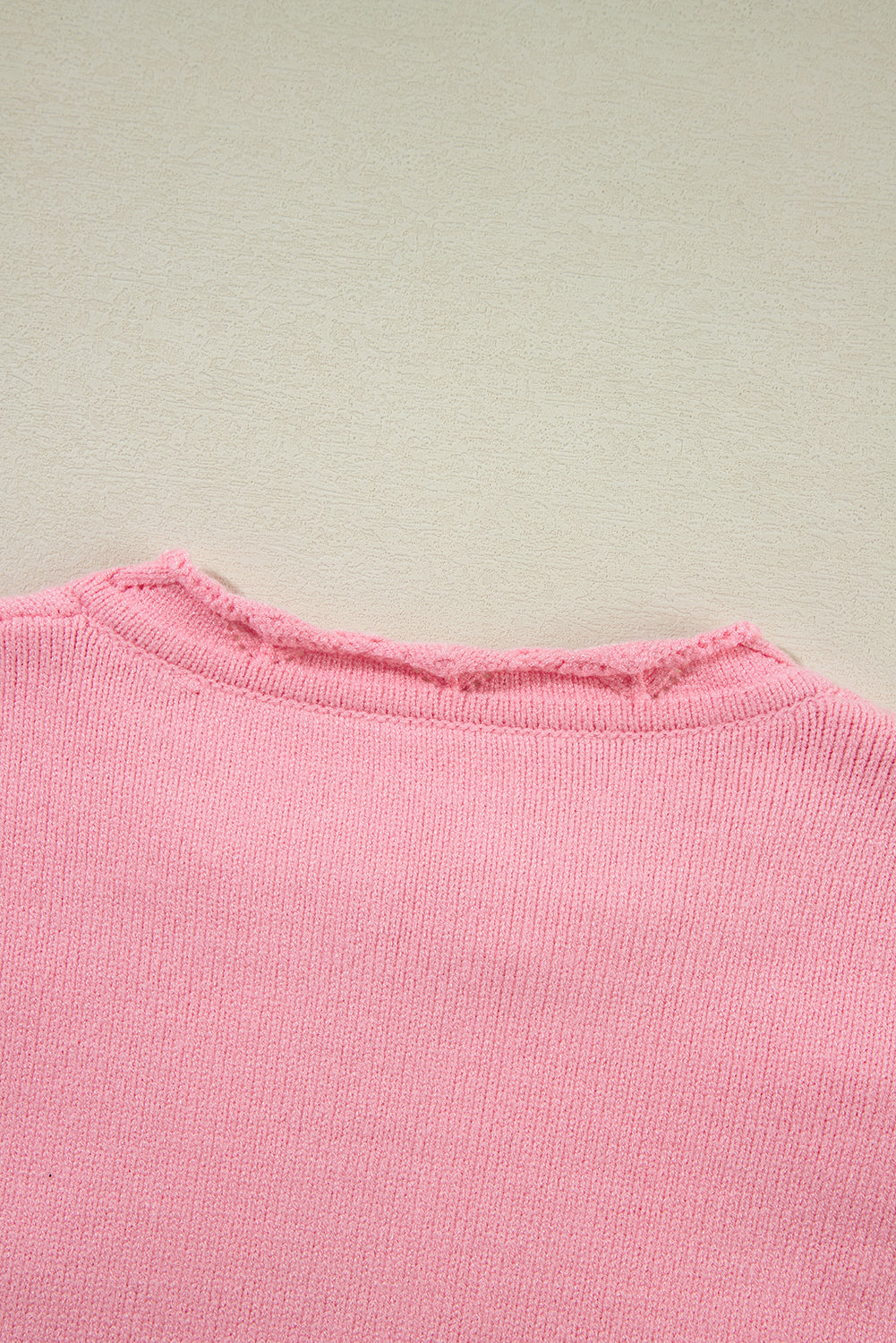 Flower Detail Knitted Notched Neck Sweater | Peach Blossom