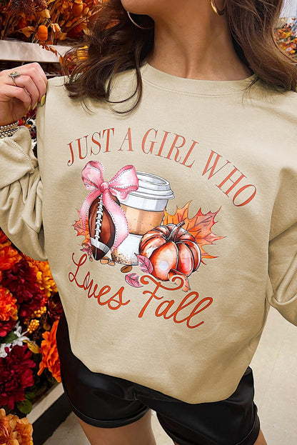 Just A Girl Who Loves Fall Printed Sweatshirt | Parchment