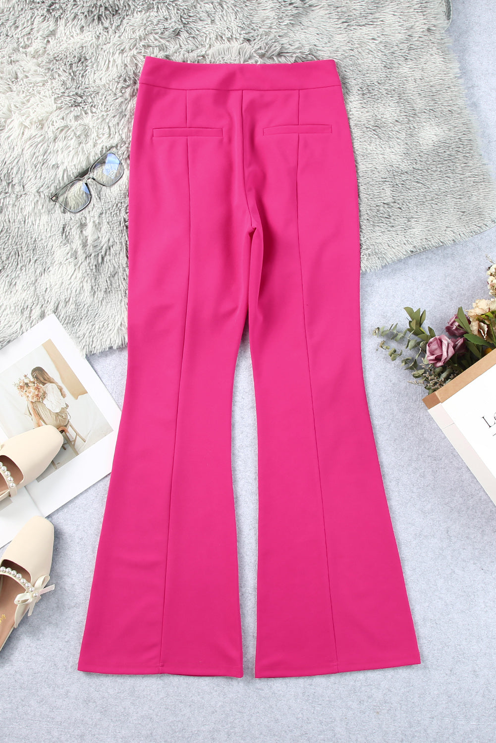 Split Hem High Waist Pants | Rose