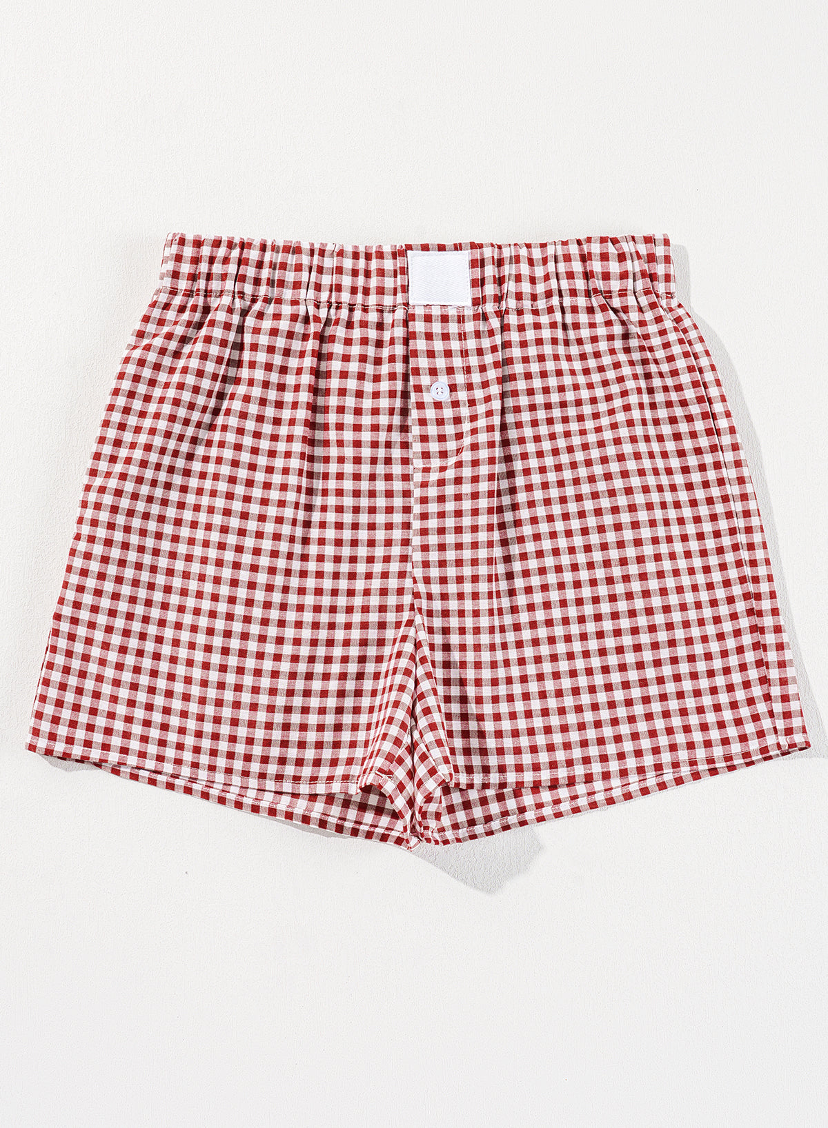 Red Plaid Gingham Printed High Waist Shorts | Red Stripe