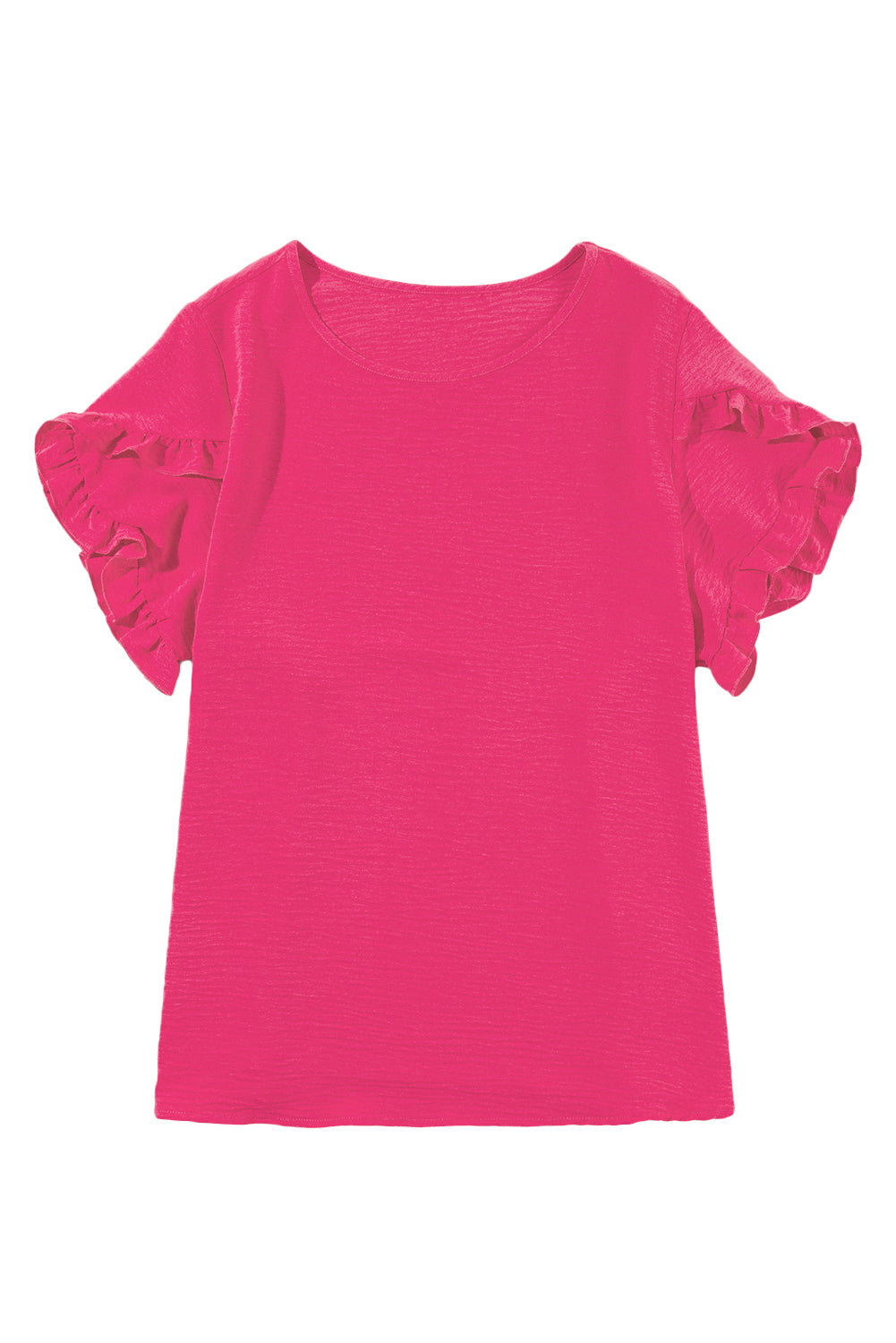 Ruffled Short Sleeve Plus Size Top | Bright Pink