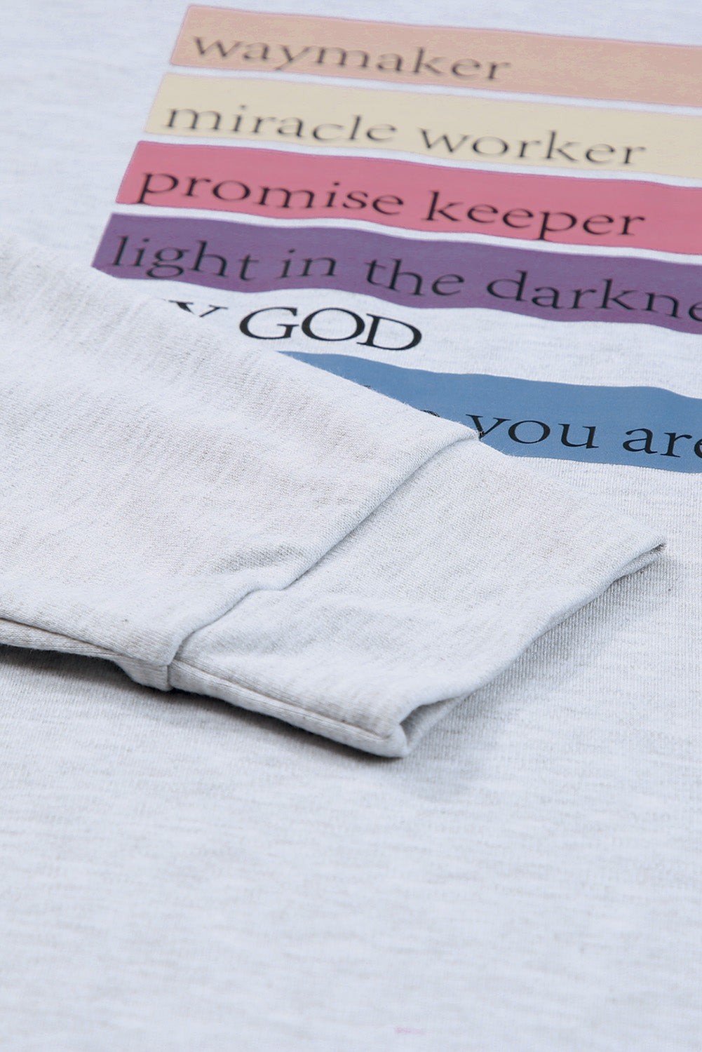 May God Positive Words Print Long Sleeve Top | Gray