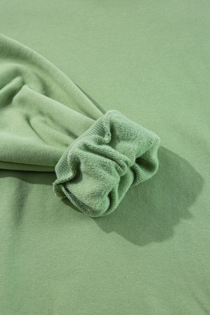 Solid Fleece Lined Drop Shoulder High Low Sweatshirt | Grass Green