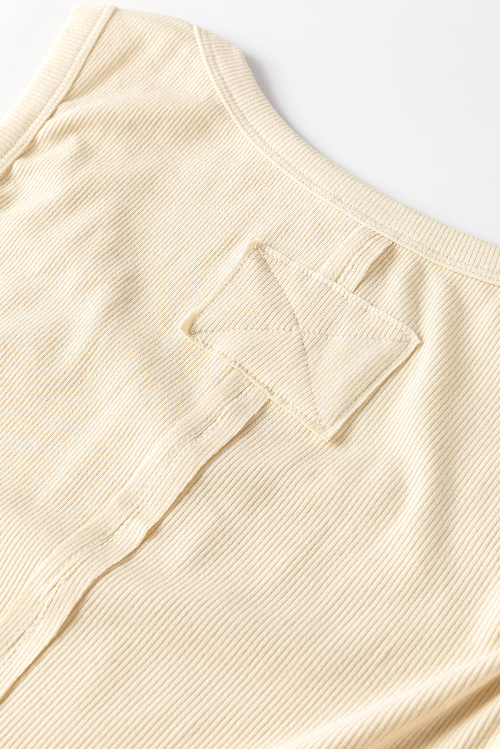 Ribbed Exposed Seam Cropped Tank Top | Beige