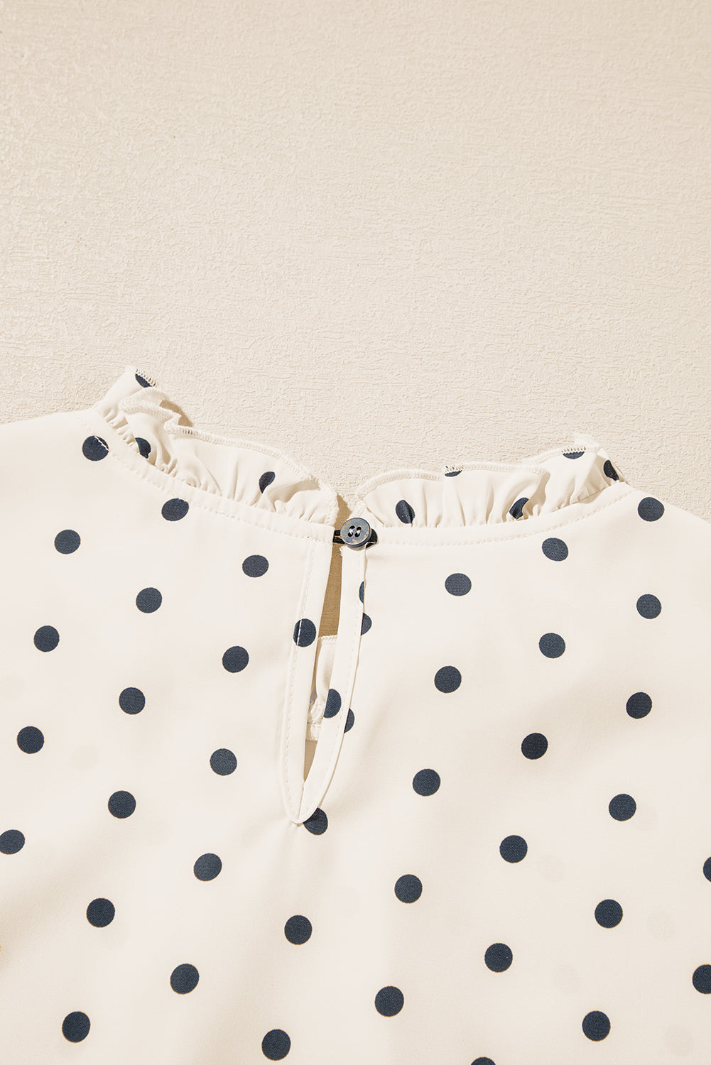 Polka Dot Print Frilled Collar Lantern Sleeve Blouse | Apricot