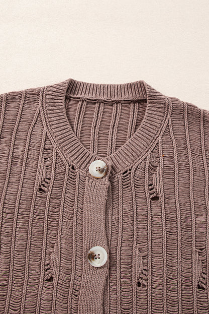 Cut Out Textured Knit Buttoned Cardigan | Goat