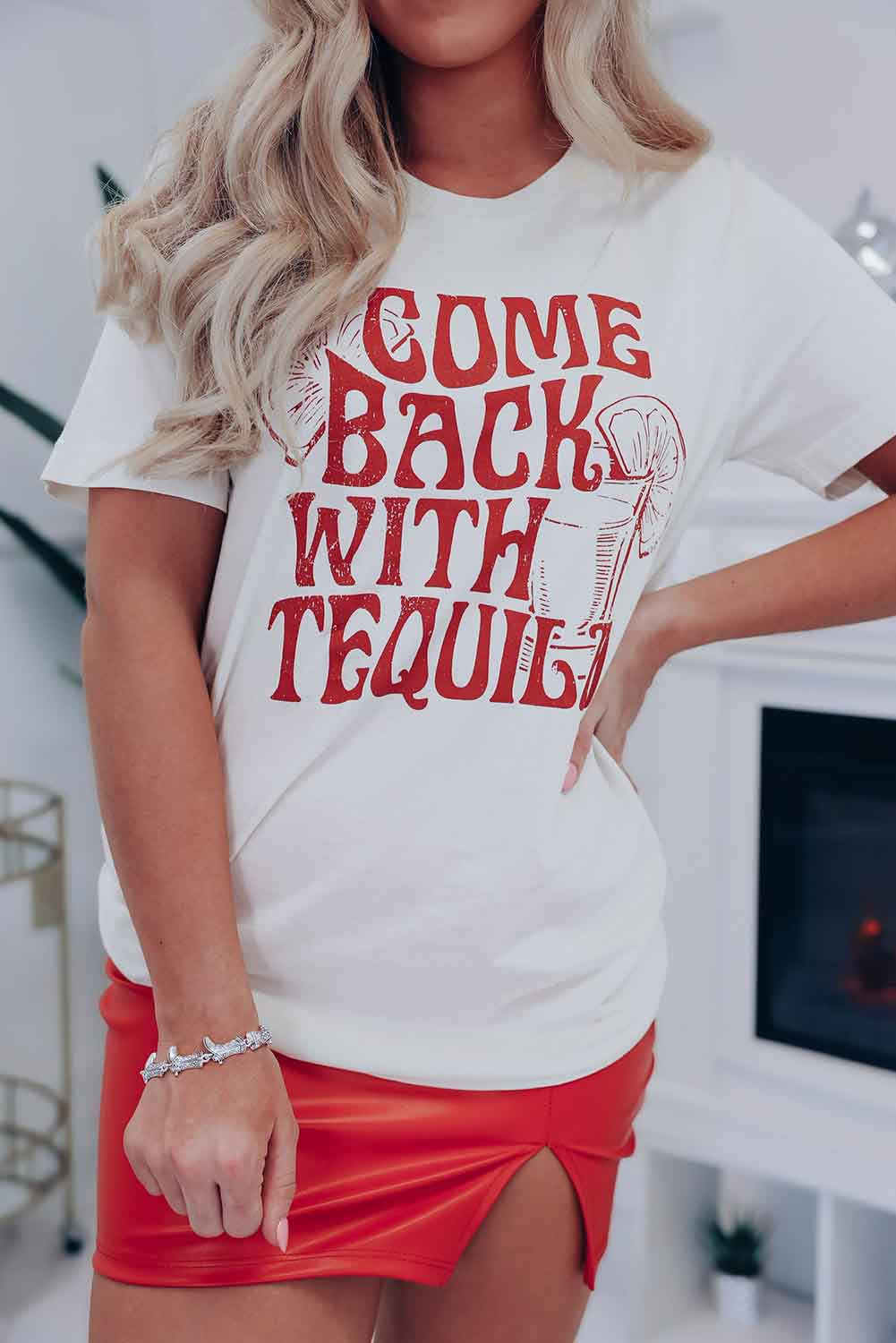 Come Back With Tequila Graphic T Shirt | White