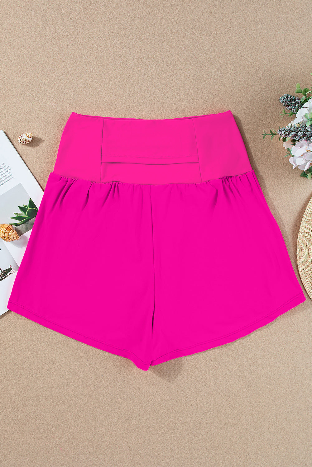 Pocketed Wide Waistband Swim Shorts | Rose Red