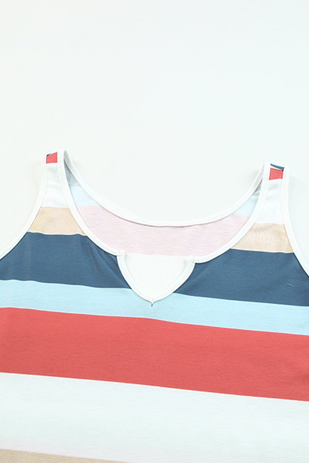 Striped Colour Block Notched Neck Tank Top | Multicolour