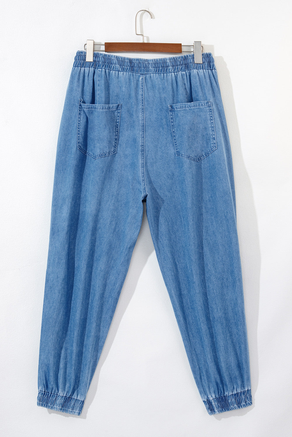 Drawstring Waist Pocketed Plus Size Denim Joggers | Dusk Blue