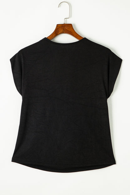 Cowl Neck Bat Sleeve T Shirt | Black