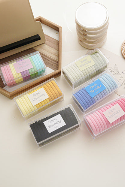 Rainbow Colours High Elastic 15Pcs/Set Hair Tie Without Box | Pink