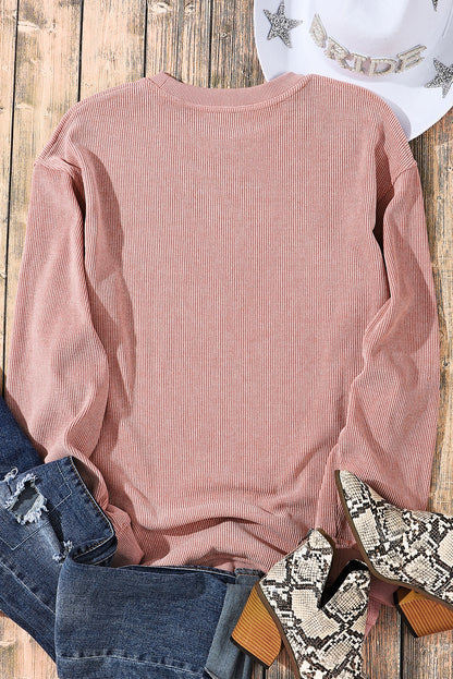 Wine Never Broke My Heart Corded Baggy Sweatshirt | Pink