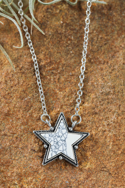 Star Shape Pendant Chain Necklace | White