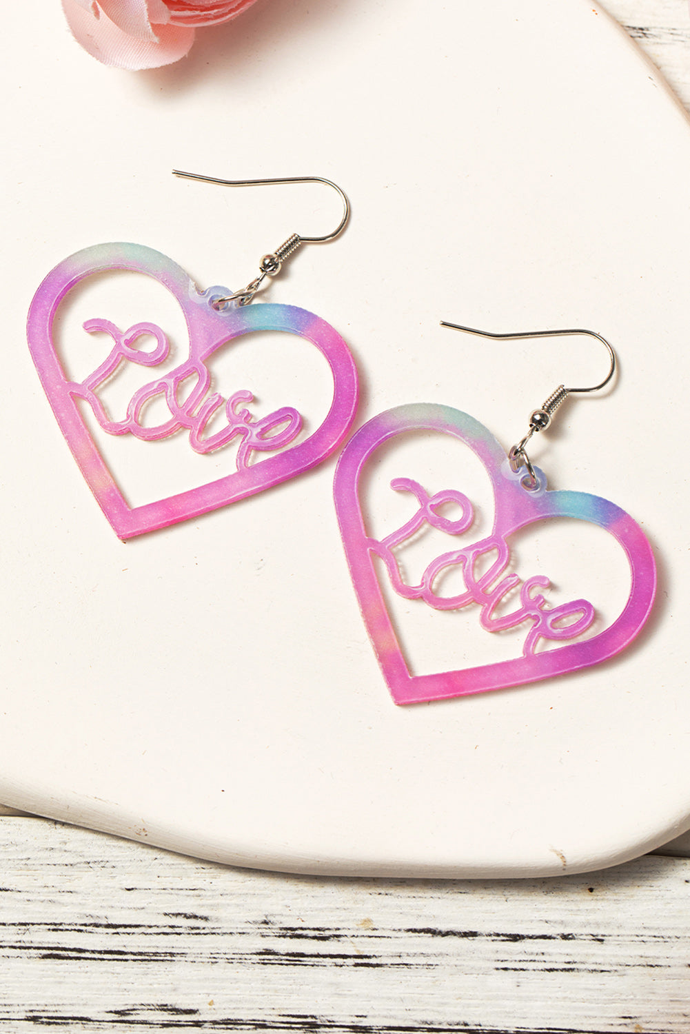 Love Hollowed Heart Valentines Fashion Earrings | Pink