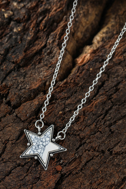 Star Shape Pendant Chain Necklace | White