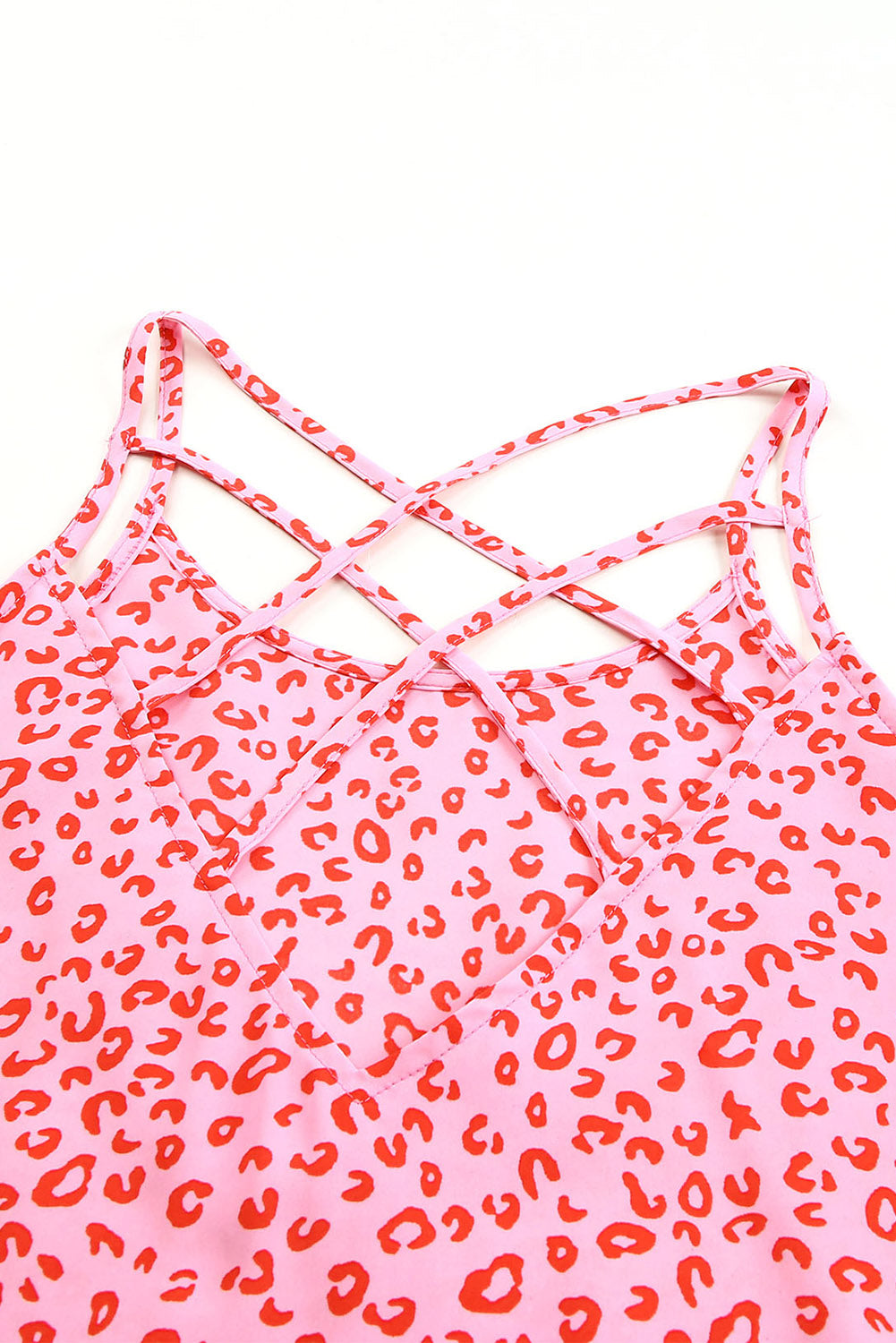 Strappy Back Detail Loose Tank Top | Leopard