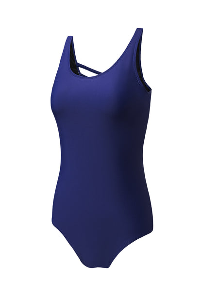 Criss Cross Back One Piece Swimsuit | Navy Blue