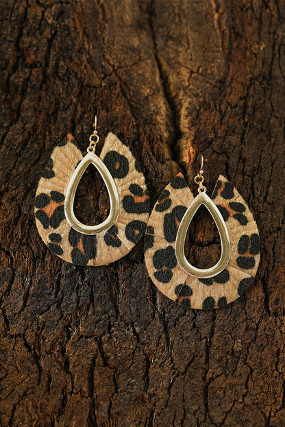 Leopard Print Hollow Out Drop Earrings | Chestnut