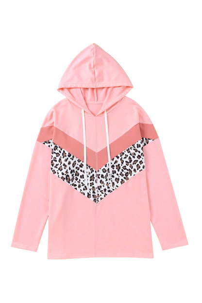 Plus Size Taupe Chevron Hooded Top | Pink