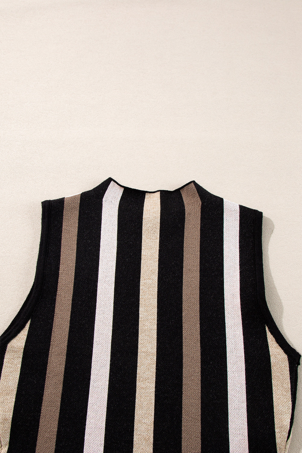 Slim Fit O Neck Sweater Vest | Black Stripe