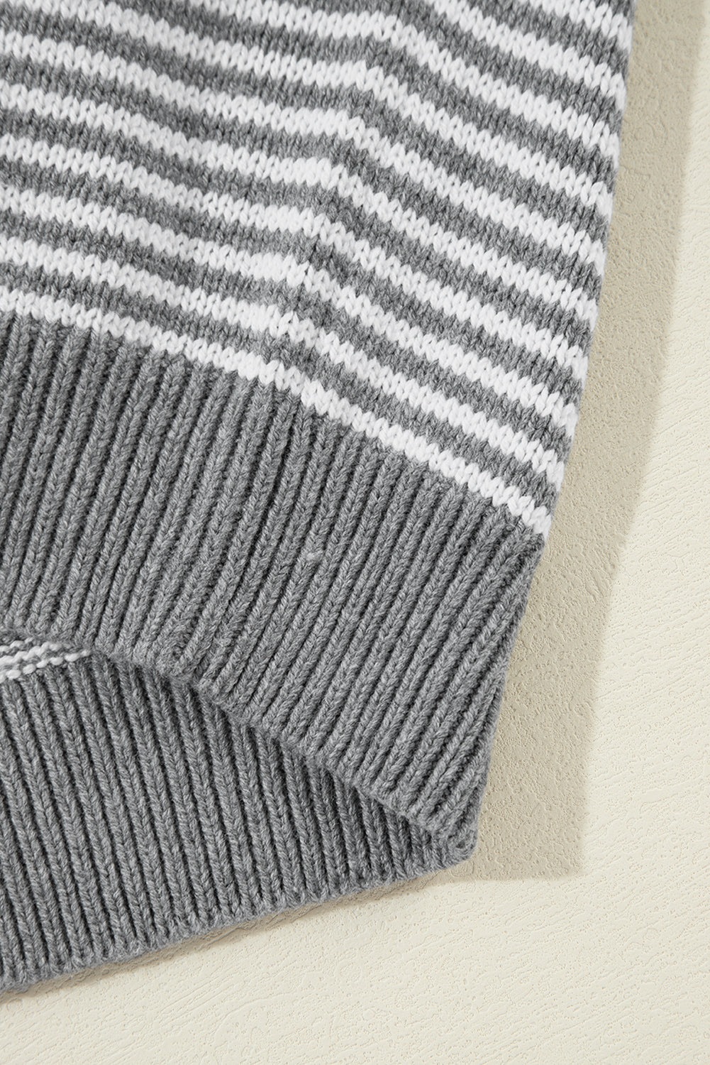 Geometric Textured Drop Shoulder Sweater | Gray Stripe