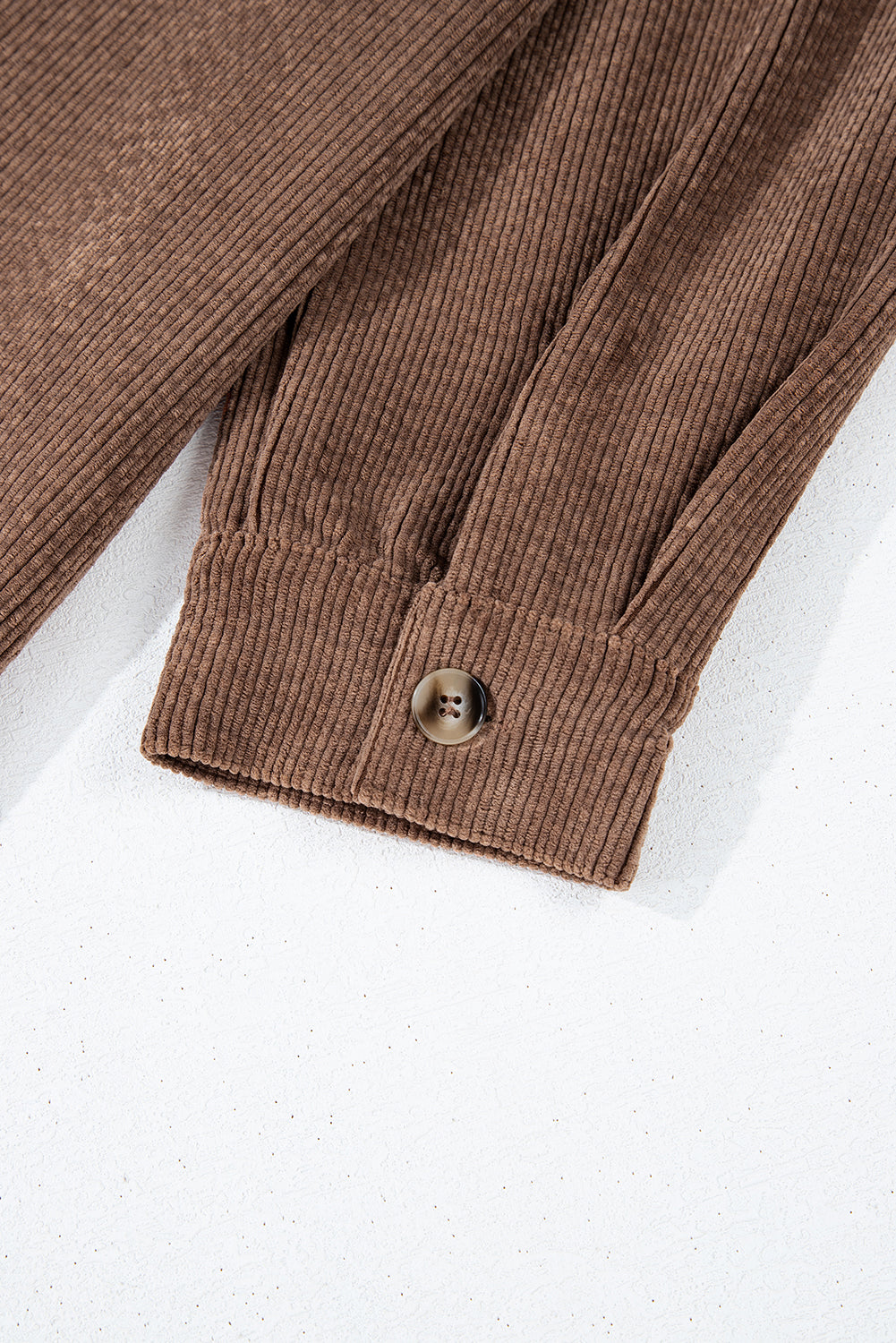 Corduroy Flap Pocket Button Up Shacket | Chestnut