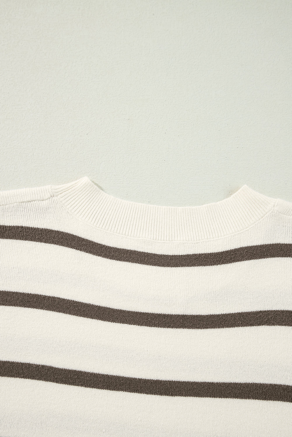 Side Slits Crewneck Short Sleeve Sweater Tee | Brown Stripe