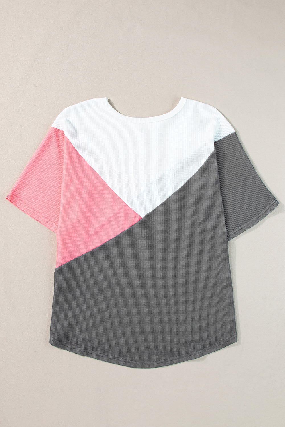 Colourblock Waffle Knit Half Sleeve T Shirt | Strawberry Pink