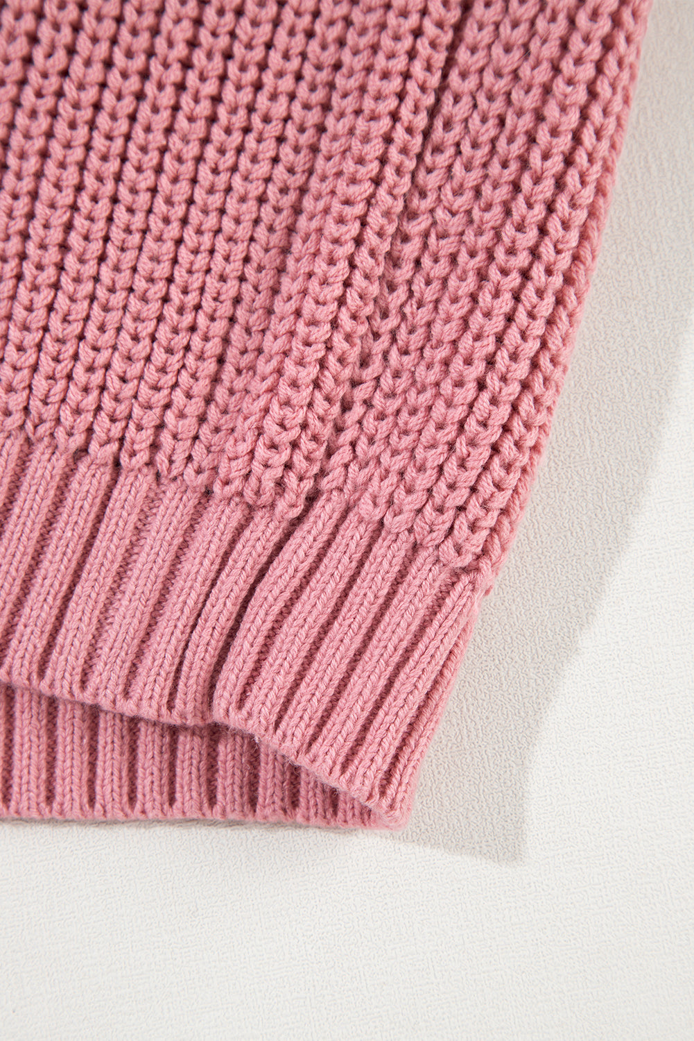 Cable Knit Mixed Textured Short Sleeve Sweater | Pink