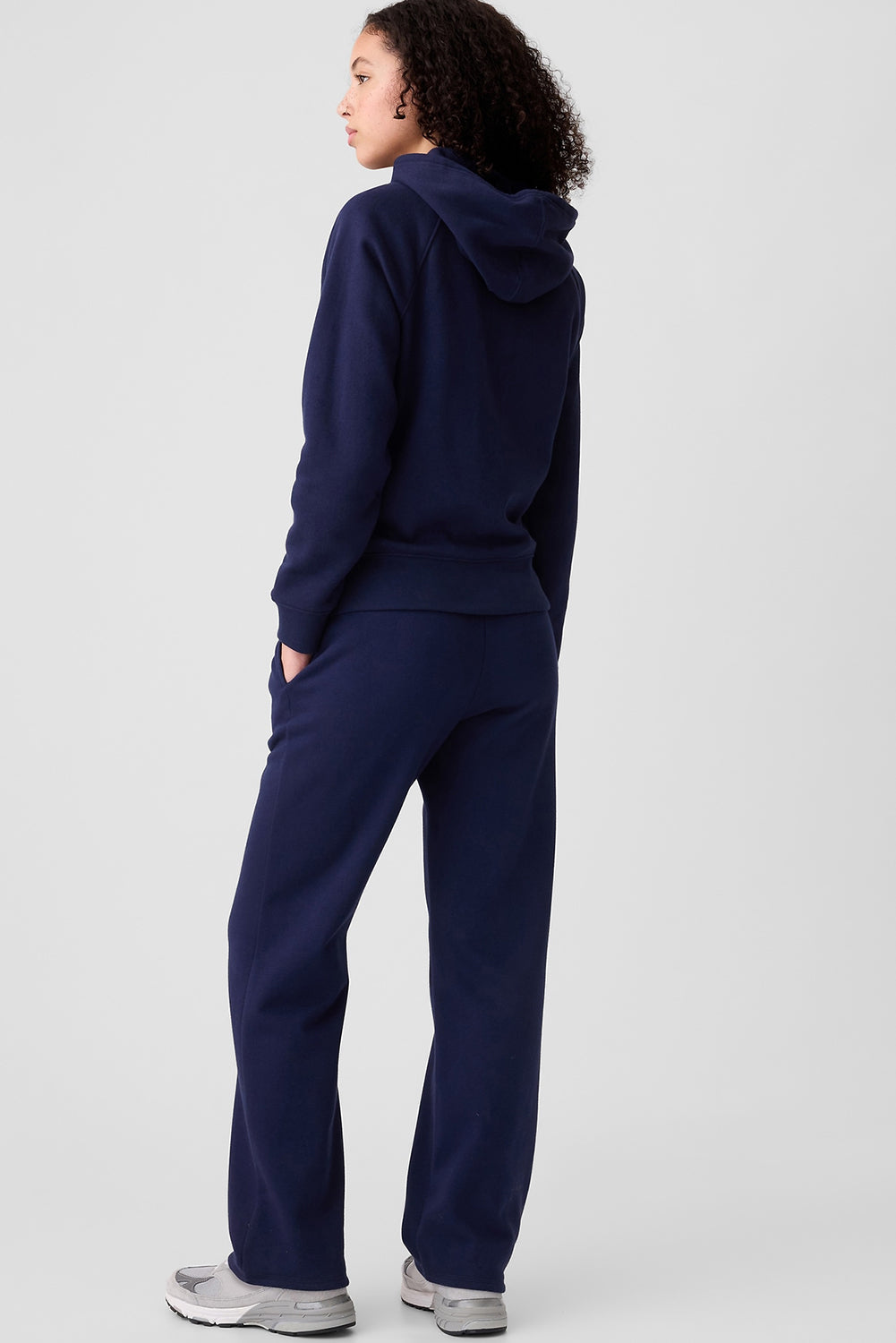 Solid Colour Drawstring Waist Casual Straight Pants | Navy Blue