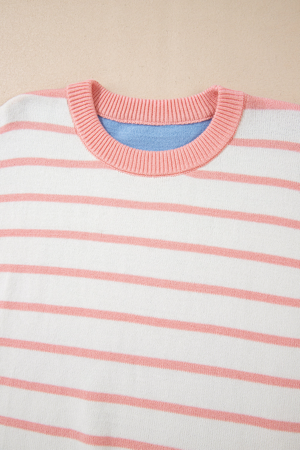 Colourblock Striped Drop Shoulder Cozy Sweater | Pale Chestnut