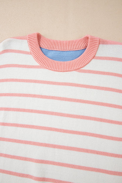 Colourblock Striped Drop Shoulder Cozy Sweater | Pale Chestnut