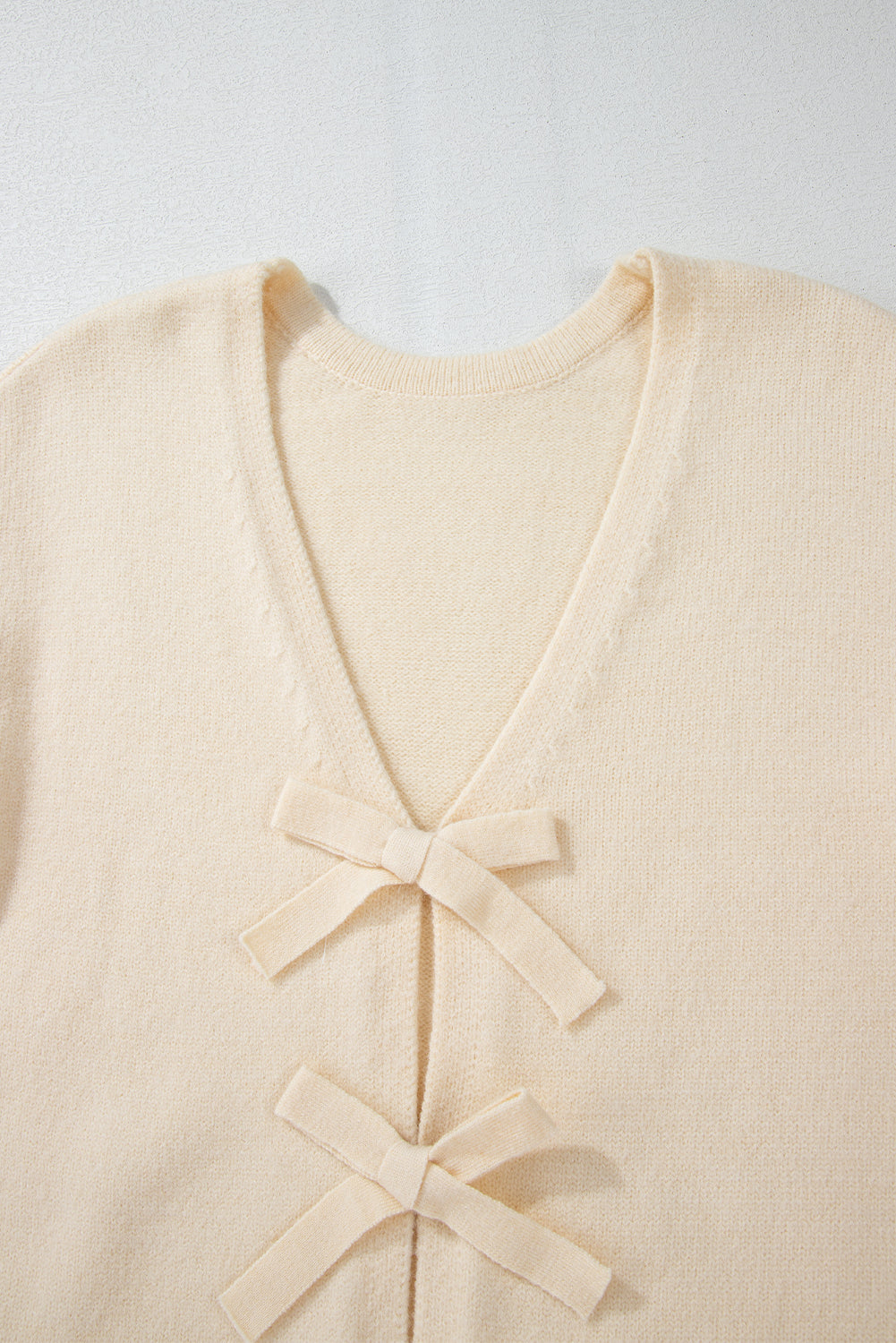 Bowknot Front Loose V Neck Knitted Cardigan | Jet Stream