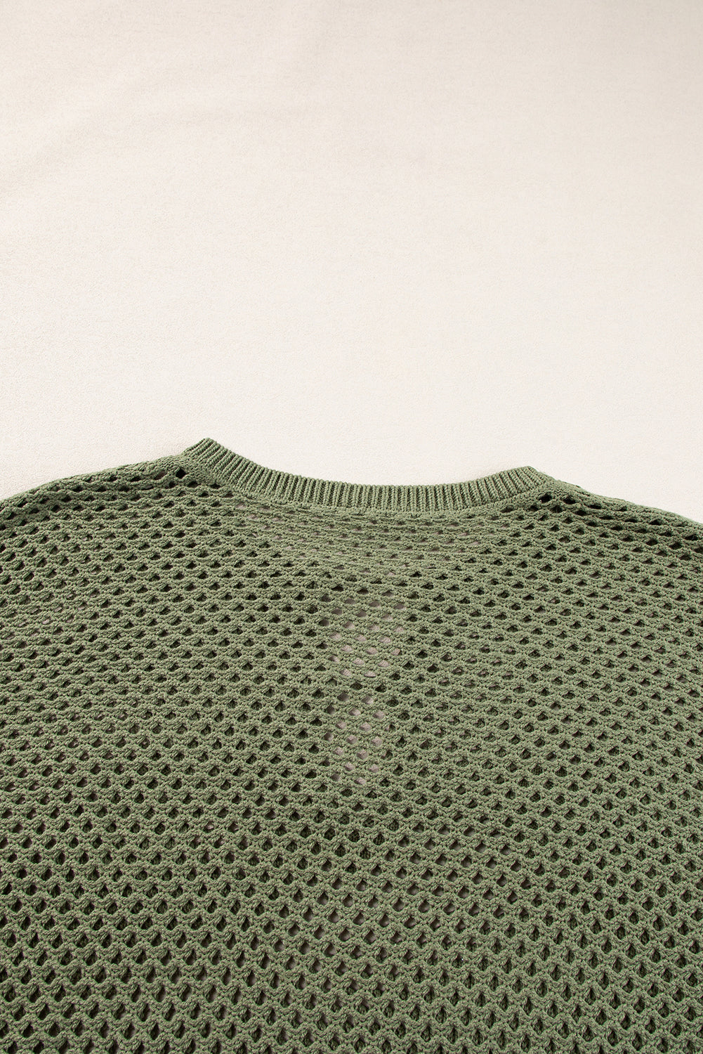 Open Knit Buttoned Neck Split Sleeve Sweater | Vineyard Green