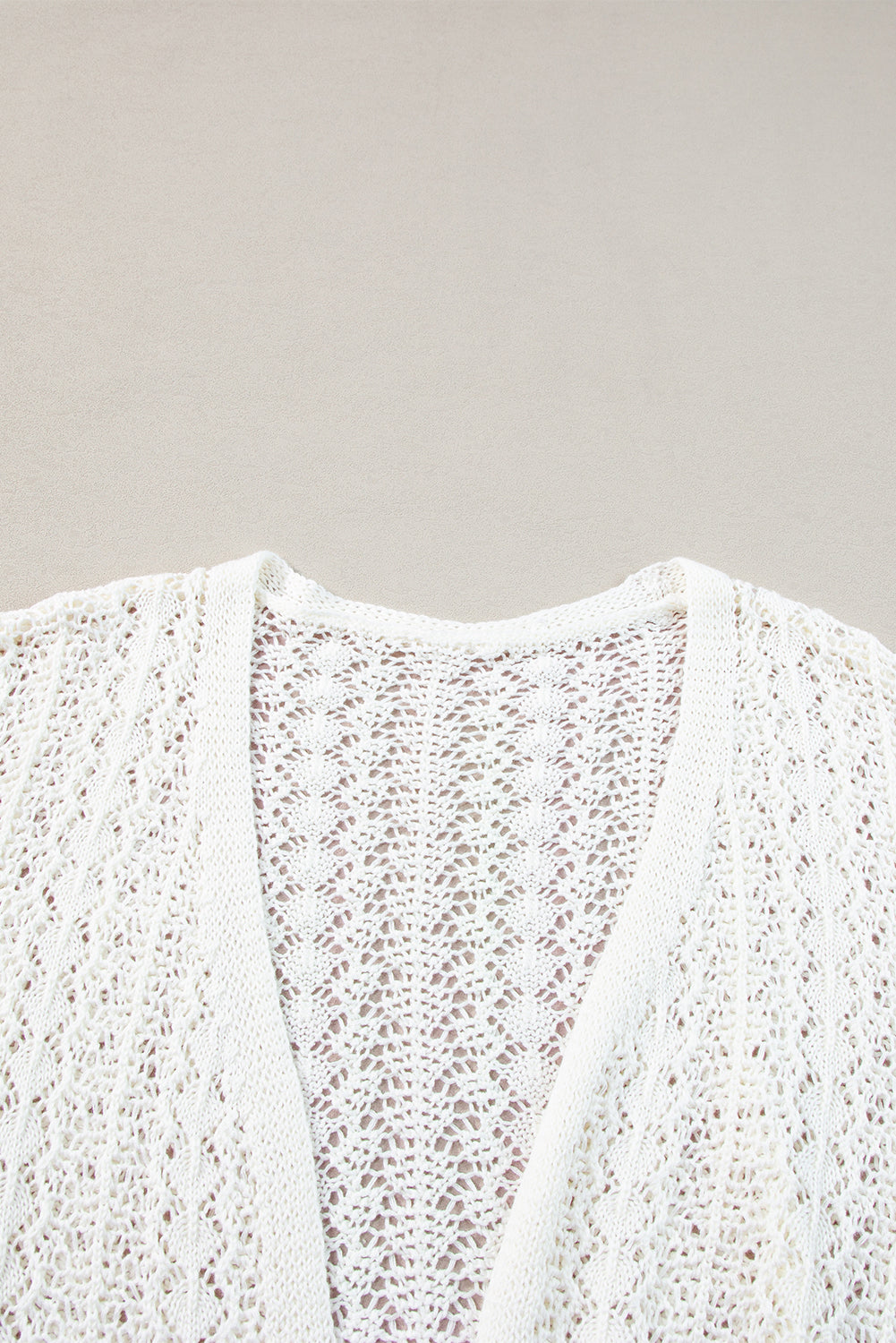 Stylish Hollow Out Knit Drop Shoulder Cardigan | White