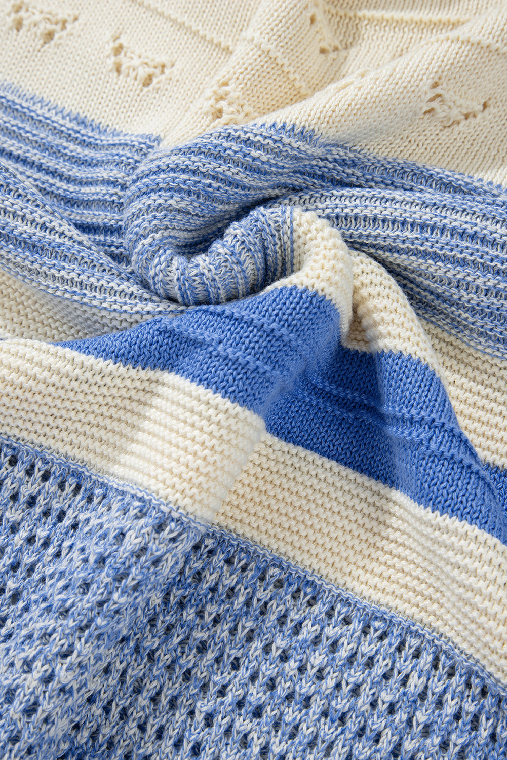 Open Stitch Puff Sleeve Sweater | Light Blue