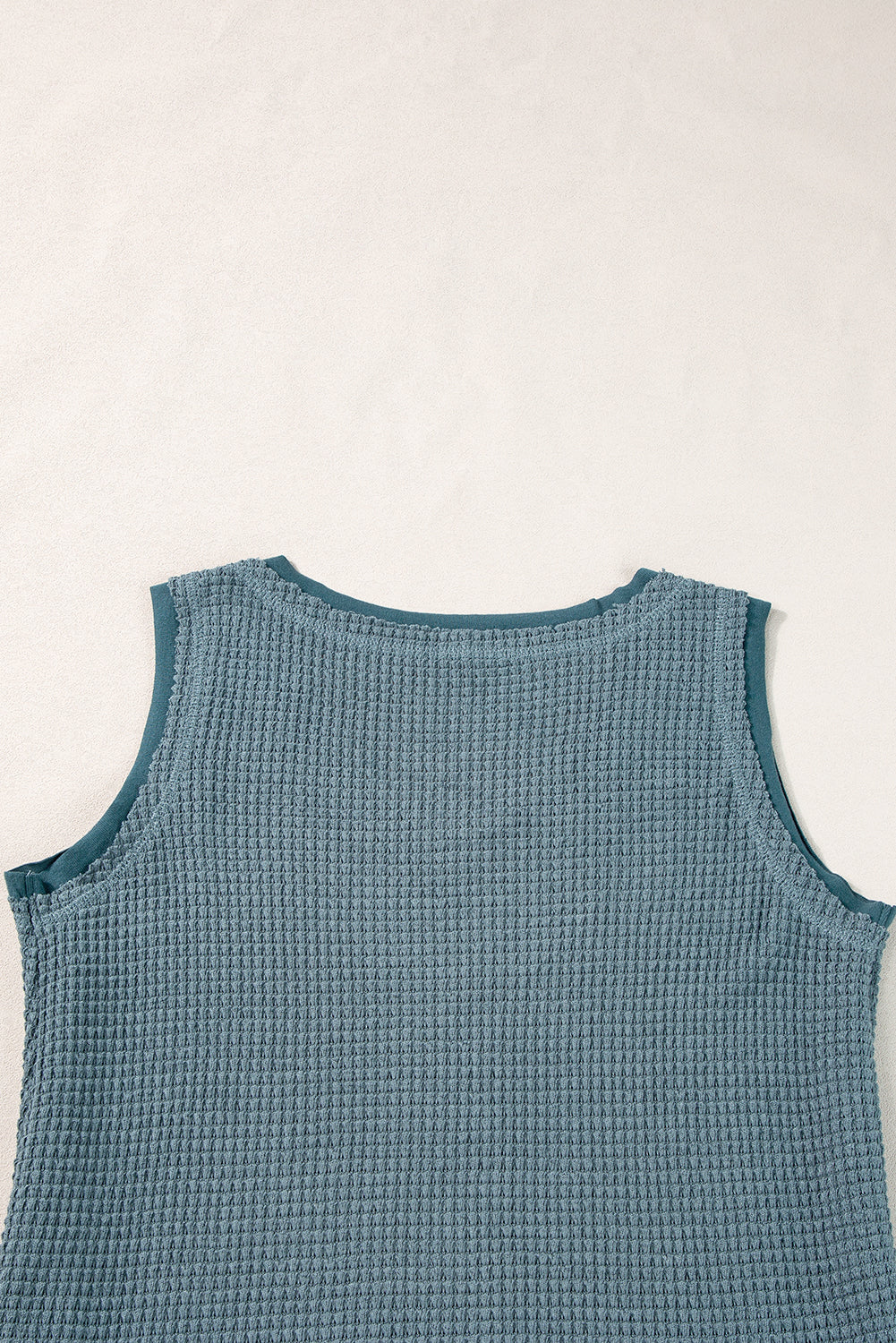 Scoop Neck Waffle Knit Flowy Vest | Real Teal