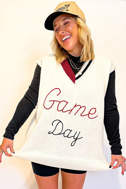 Vintage Game Day Sweater Vest | White