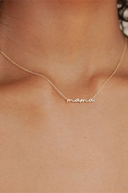 Tiny Mama Script Necklace | Gold