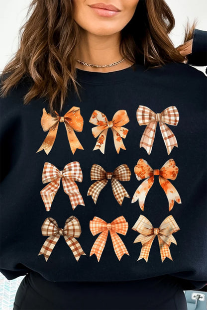 Thanksgiving Spice Bowknot Graphic Sweatshirt | Black