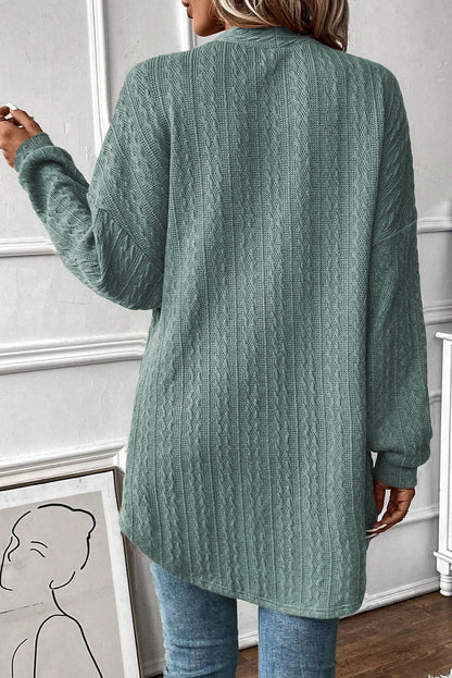 Textured Knit Side Pockets Open Front Cardigan | Canton