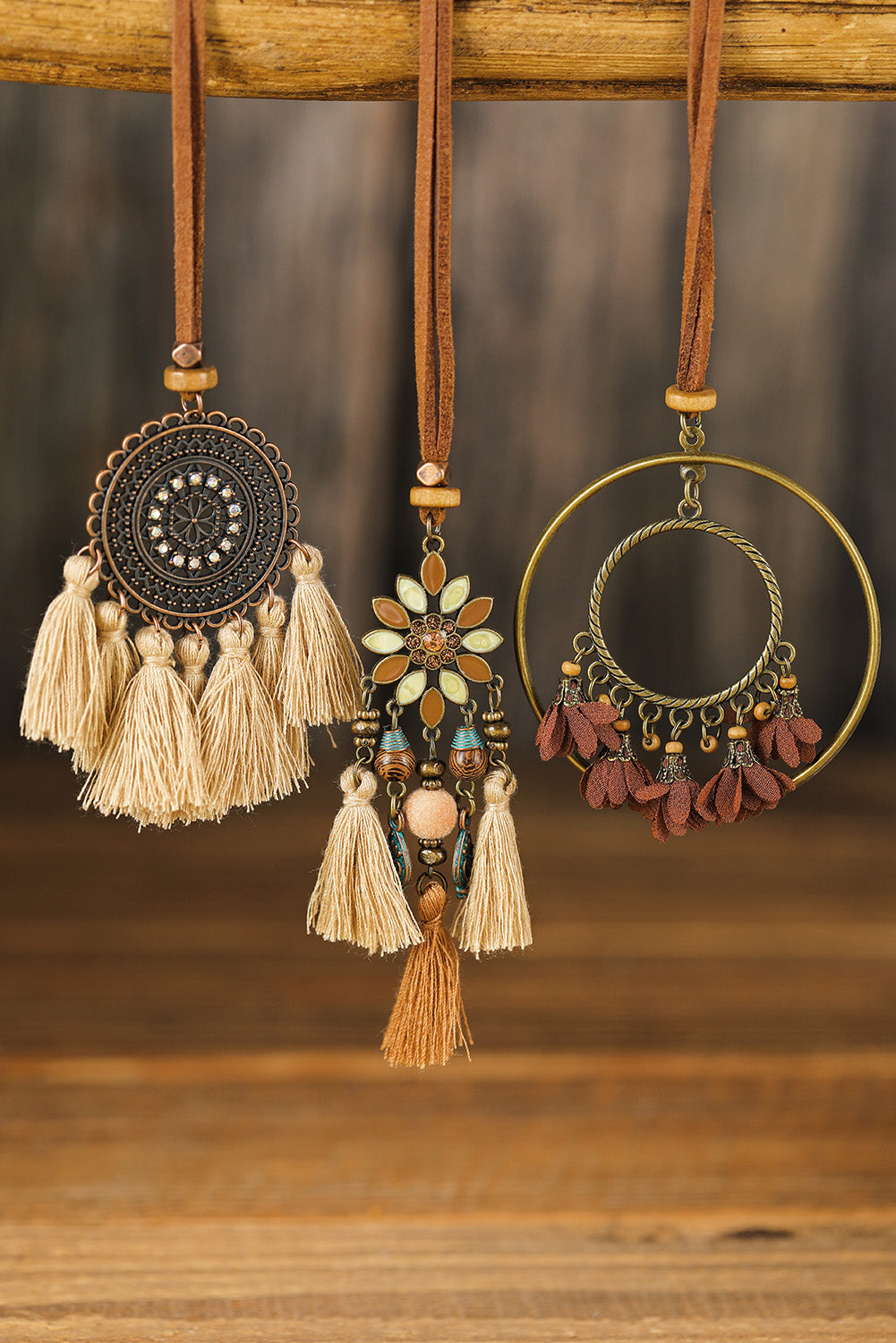 3Pcs Bohemian Retro Tasseled Pendant Necklace | Multicolour