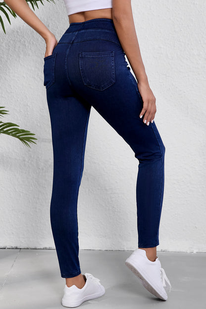 Solid Colour High Waist Stretchy Slim Fit Jeggings | Ashleigh Blue